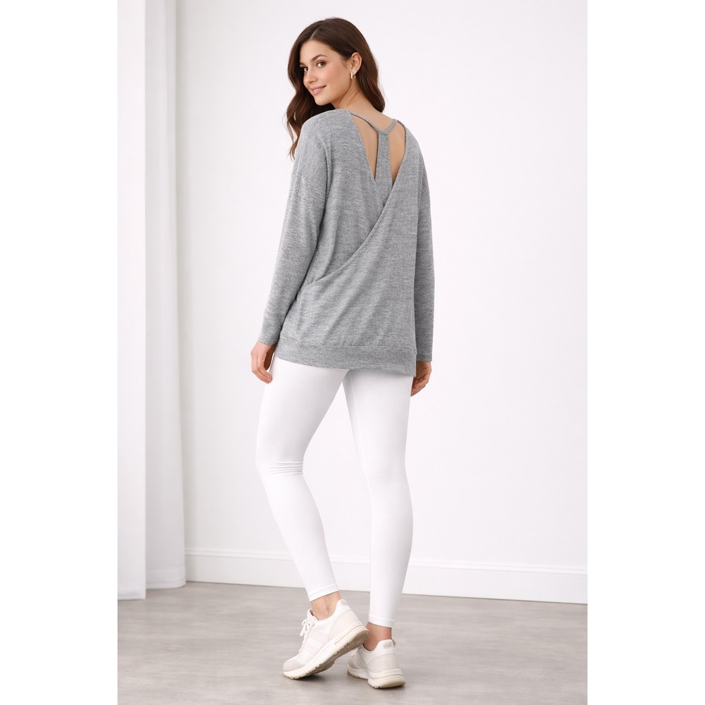 Athleta Sweater Women Sz L Gray Balletcore Yoga Active Sporty Loungewear
